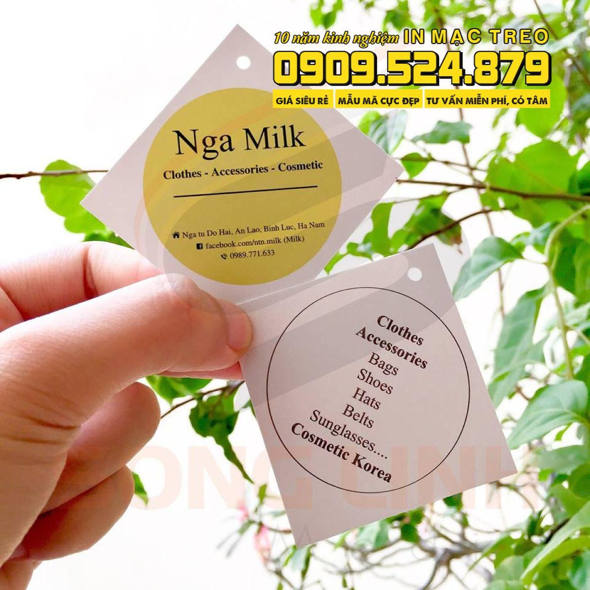 Mau Tag Treo Quan Ao shop thoi trang Nga Milk Binh Luc Ha Nam hinh thoi mau trang