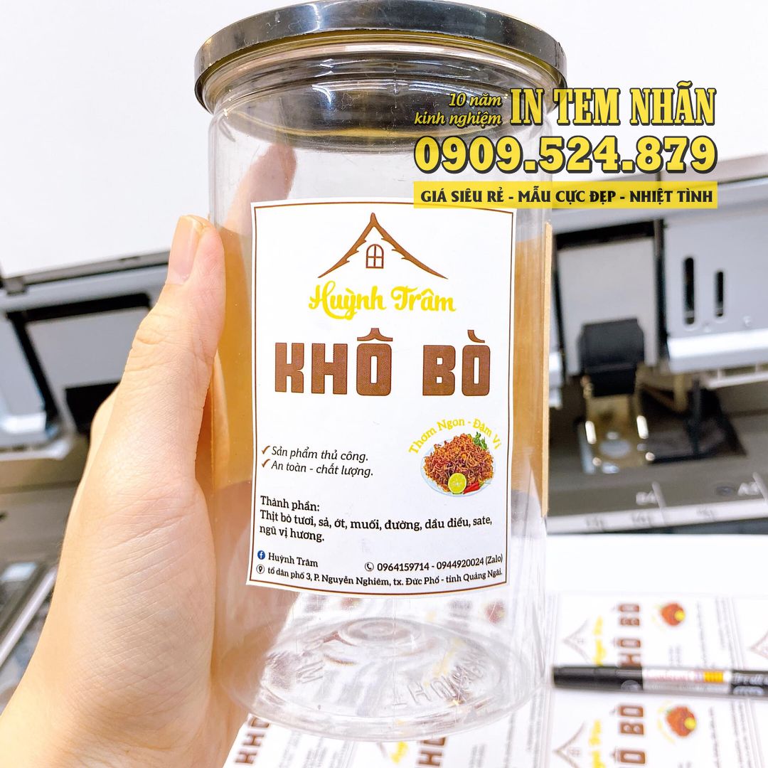 Mẫu Tem Nhãn Khô Bò Huỳnh Trâm