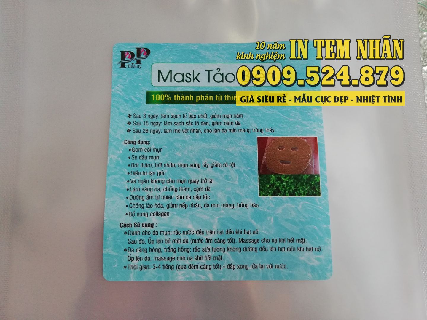 Mẫu Tem Nhãn mask tảo