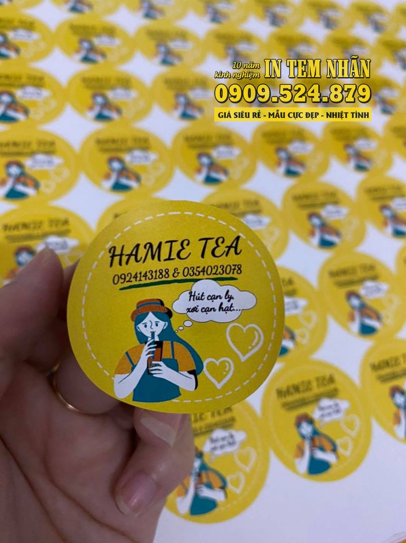 Mẫu Tem Nhãn trà sữa Hamie Tea