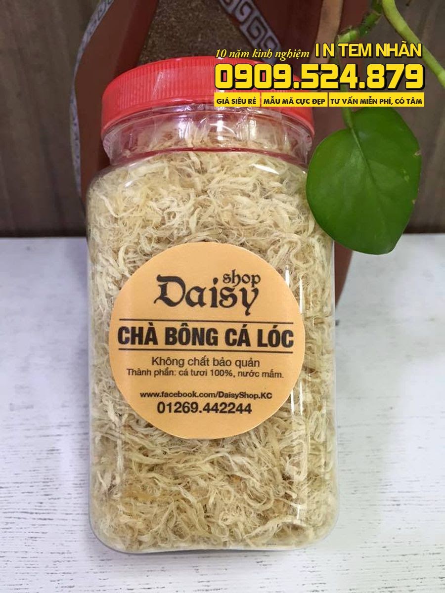 Mẫu Tem Nhãn chà bông cá lóc Daisy