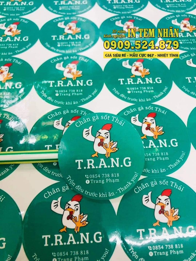 Mẫu Tem Nhãn chân gà sốt thái Trang