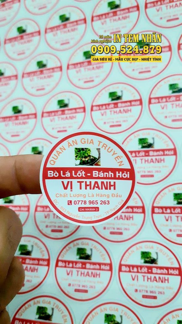 Mẫu Tem Nhãn bò lá lốt, bánh hỏi vị thanh