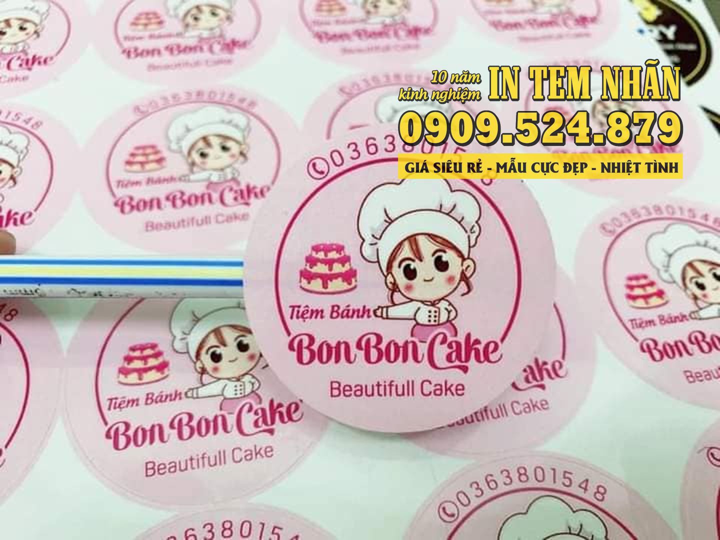 Mau Tem Nhan tiem banh Bon Bon Cake