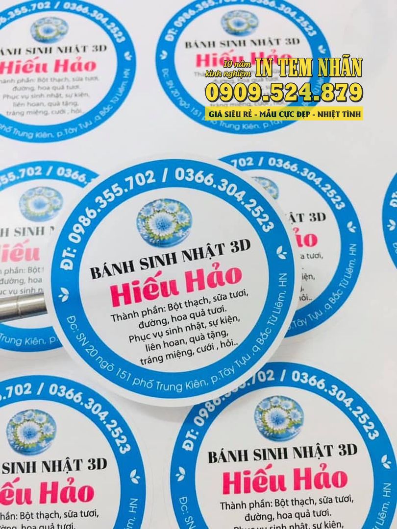 in tem nhãn bánh kem, tem bánh sinh nhật 🔥🔥 Zalo 0909524879